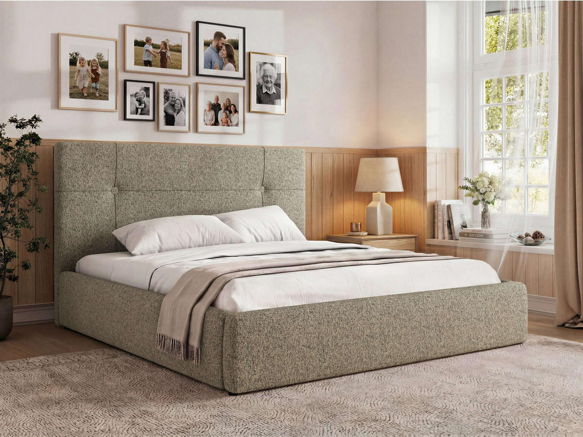 ČALÚNENÁ POSTEĽ CALERIO CLASSIC 200/200 - Taupe Štruktúrovaná látka - Matrac Multipocket - čierna/taupe, textil/plast (200/200cm) - MKS