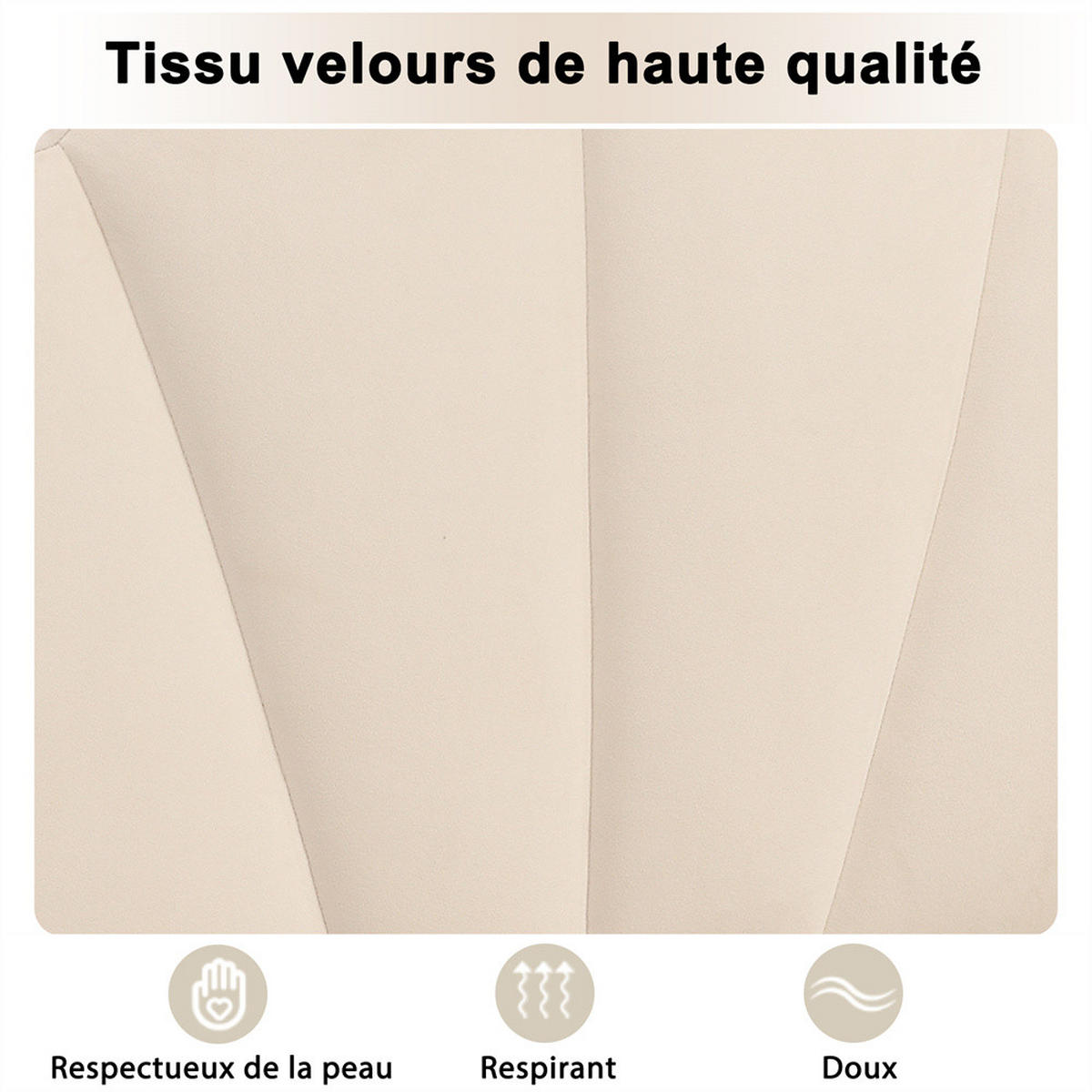 POLSTERBETT 140/190 cm in Beige Samt mit Goldenen Eisenbeinen - Beige, Holz/Textil (140/190cm) - KOMHTOM