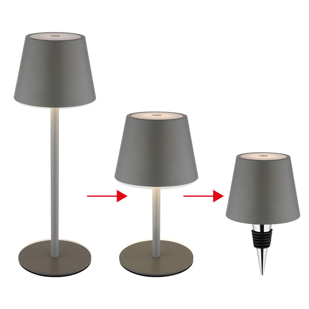 LED TISCHLAMPE Vannie Grau Akku - Grau, Metall (11.5/11.5/36cm) - Globo Lighting