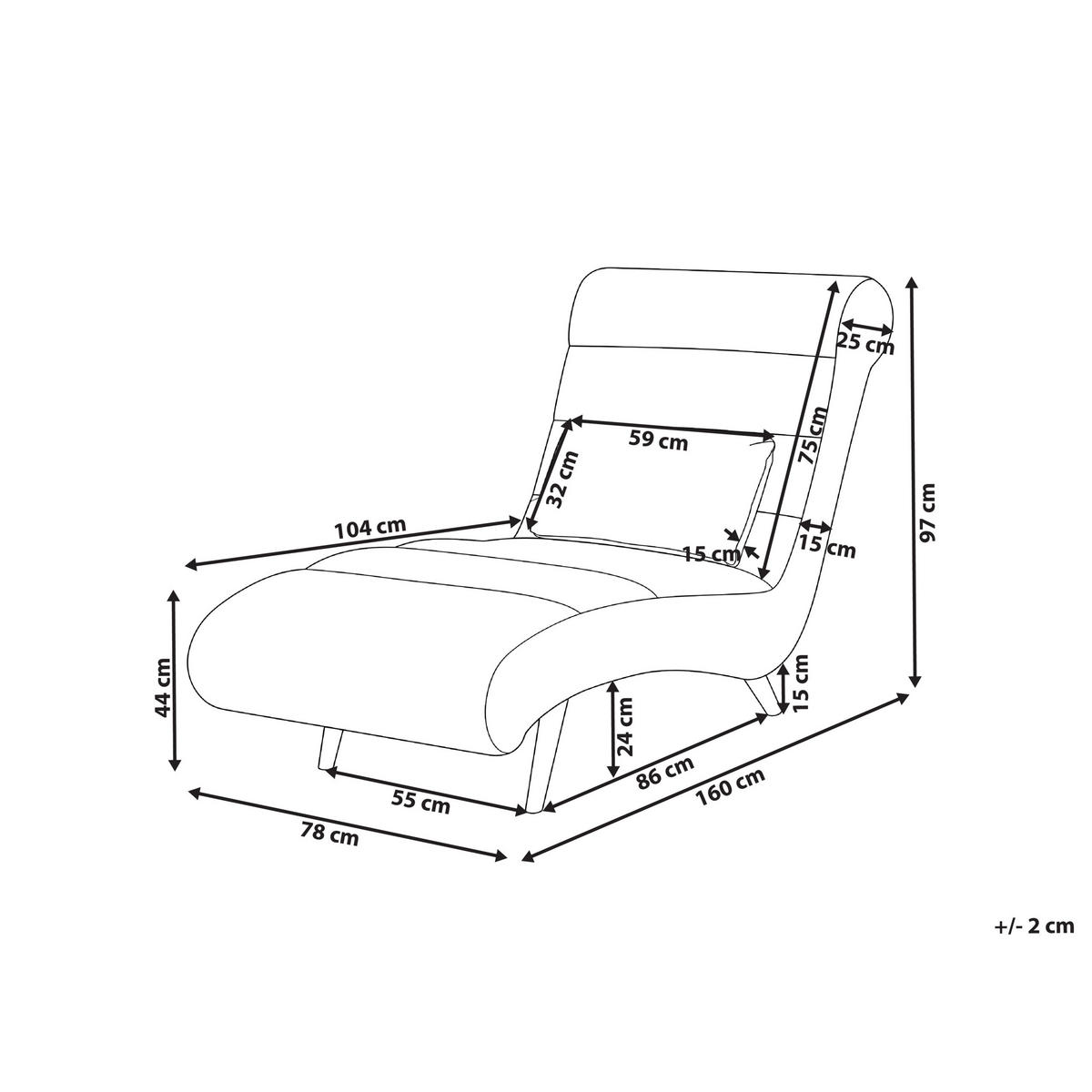 ČALOUNĚNÉ LEHÁTKO CHAISE LONGUE Látka Krémově bílé Rives - bílá/krémová, textil (78/97/160cm) - Beliani
