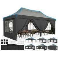 FALTPAVILLON 3x6m wasserdicht mit Seitenwänden und UV-Schutz - Grau, Textil (585/310/293cm)