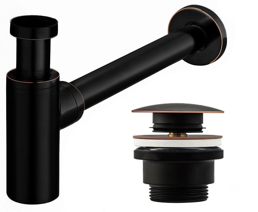 WASCHBECKEN-SIPHON Klik-klak Universal Rea Schwarz Old Black - Schwarz, Metall (5/21/33.5cm) - REA