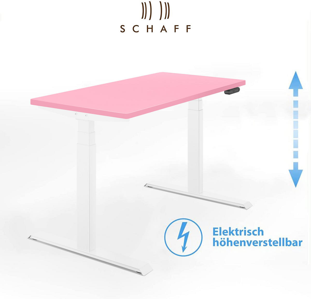 SCHREIBTISCH elektrisch höhenverstellbar REC 120x60 cm Pink - Rosa, Metall (120/60/60cm) - Schaff