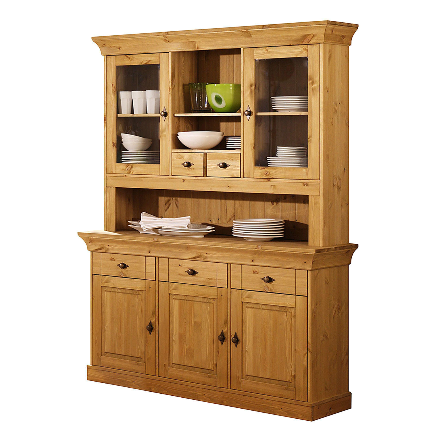 BUFFET - Kiefer massiv - Braun/Kieferfarben, Holz/Holzwerkstoff (143/197/45cm) - home24