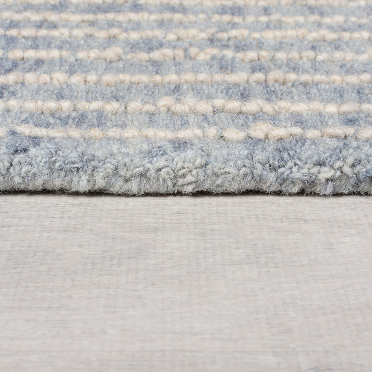 WOLLTEPPICH LEA, mit Schachbrettmuster, Blau, 80 x 150 cm - Blau, Textil (150/80cm) - KADIMA DESIGN