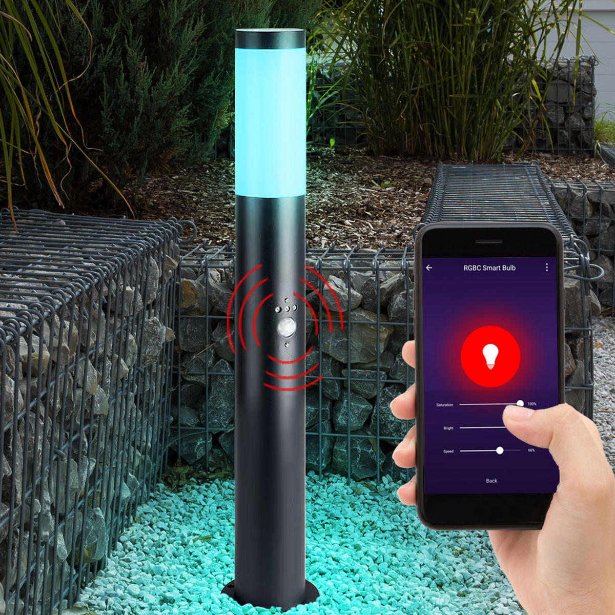 LED AUSSENLEUCHTE Edelstahl Anthrazit - Anthrazit, Metall (7.6/11/80cm) - Globo Lighting