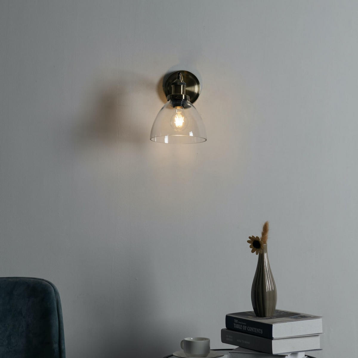 WANDLEUCHTE Flavia, Messing und Weiß, 25cm - Messingfarben, Glas (29/25/25cm) - KOSILUM