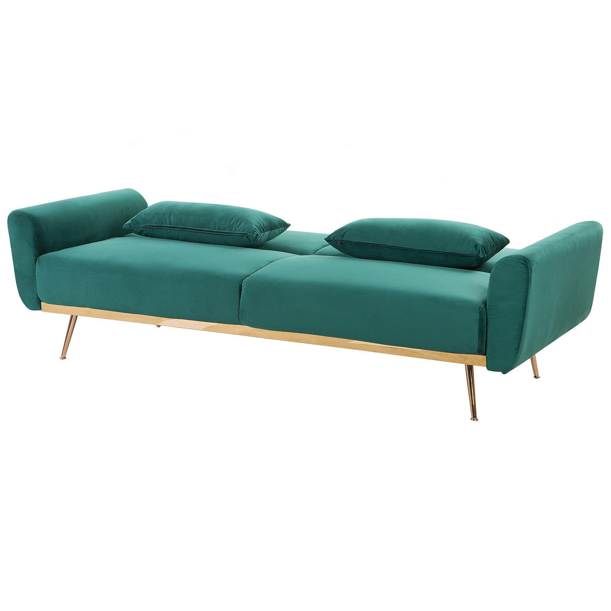 3-SITZER-SCHLAFSOFA Samtstoff Grün Eina - Hellgrün, Textil (210/86/81cm) - Beliani