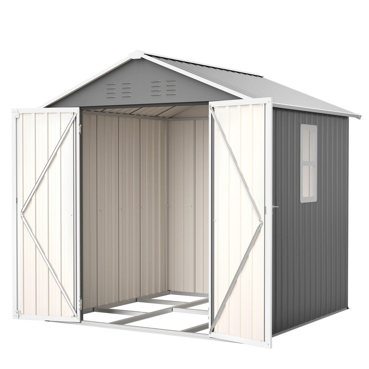 GERÄTEHAUS 154/83/180 cm Grau mit Belüftungslöcher und Metallsockel - Grau, Metall (182/191.1/184.8cm) - Oxeza