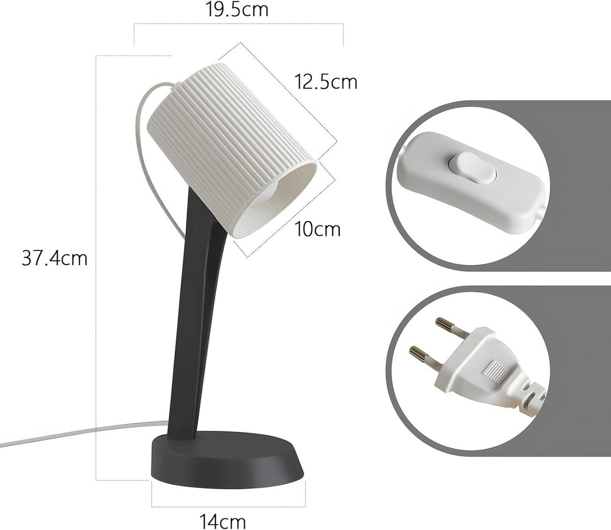 TISCHLEUCHTE VYTH 37.4/19.5/14 cm（2er-set） - Dunkelgrau, Metall (14/37.4/19.5cm) - ZMH