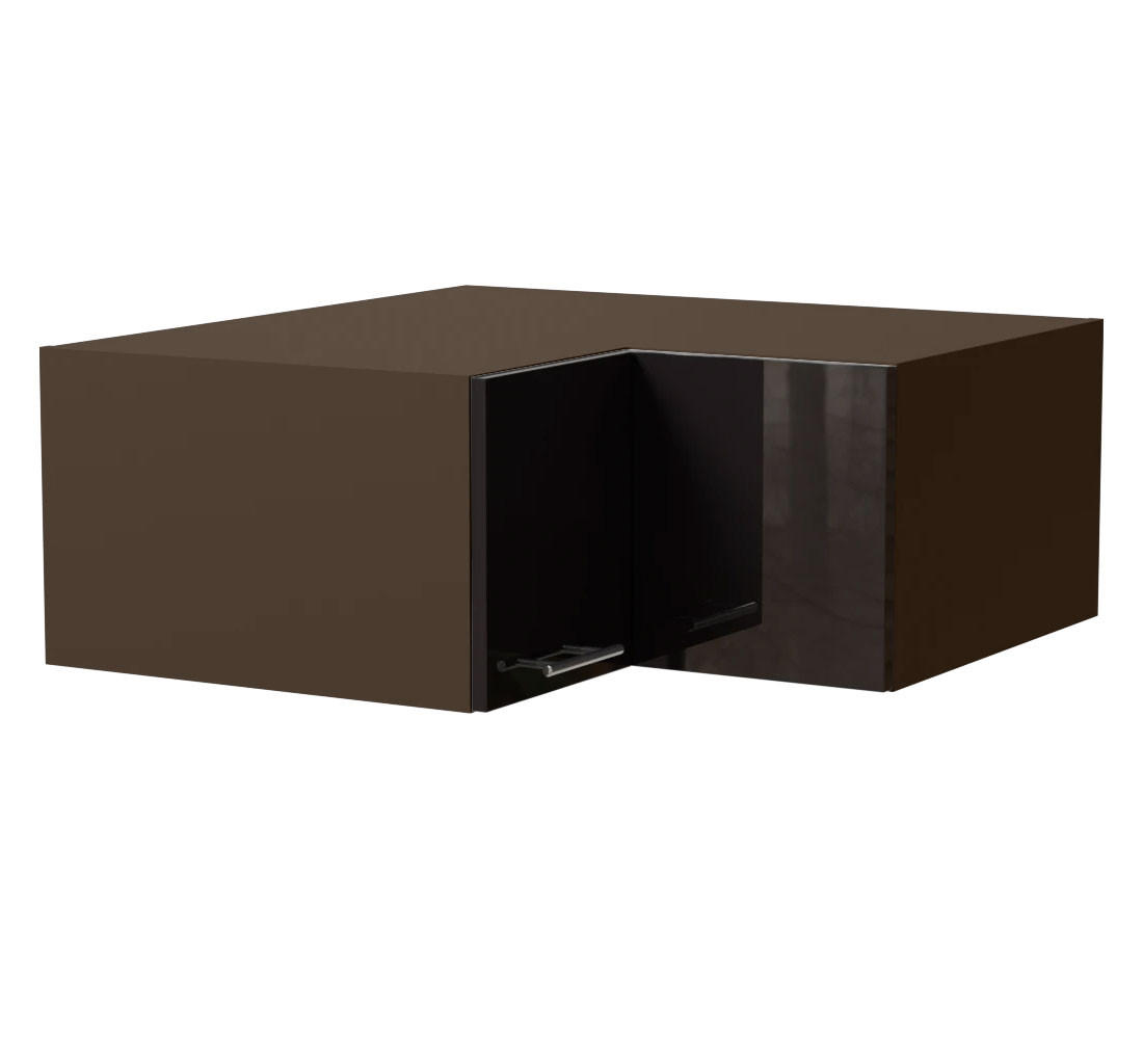 Feldmann-Wohnen Eck-Aufsatzschrank Schwarz Hochglanz, Dunkelgrau 90x36x90 cm
