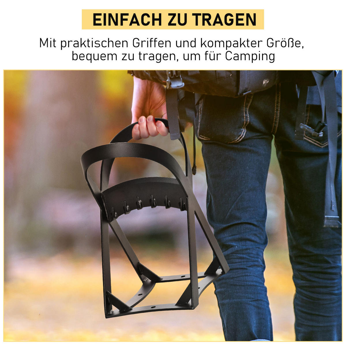 MANUELLER-HOLZSPALTER aus Karbonstahl, Schwarz - Schwarz, Metall (20.8/37.4/24.4cm) - Outsunny