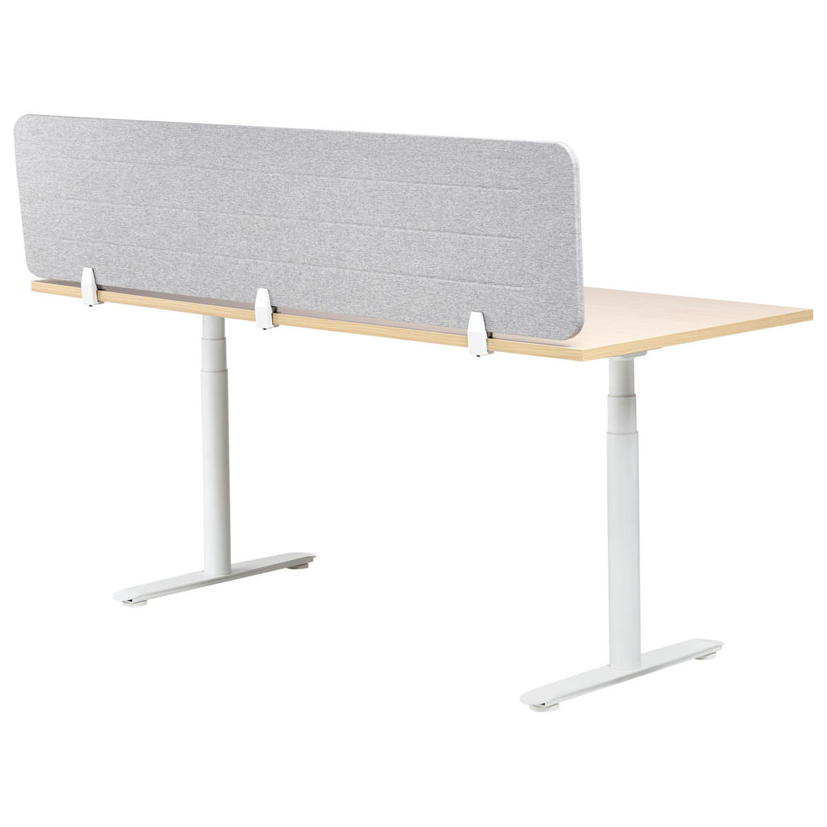 SCHREIBTISCHTRENNWAND Grau Ziggy - Hellgrau, Kunststoff (180/40/2cm) - Beliani