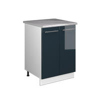 SPÜLENUNTERSCHRANK Fame-Line, Dunkelblau Hochglanz/Weiß, 60 cm - Weiß/Dunkelblau, Holzwerkstoff (60/82/60cm) - Vicco