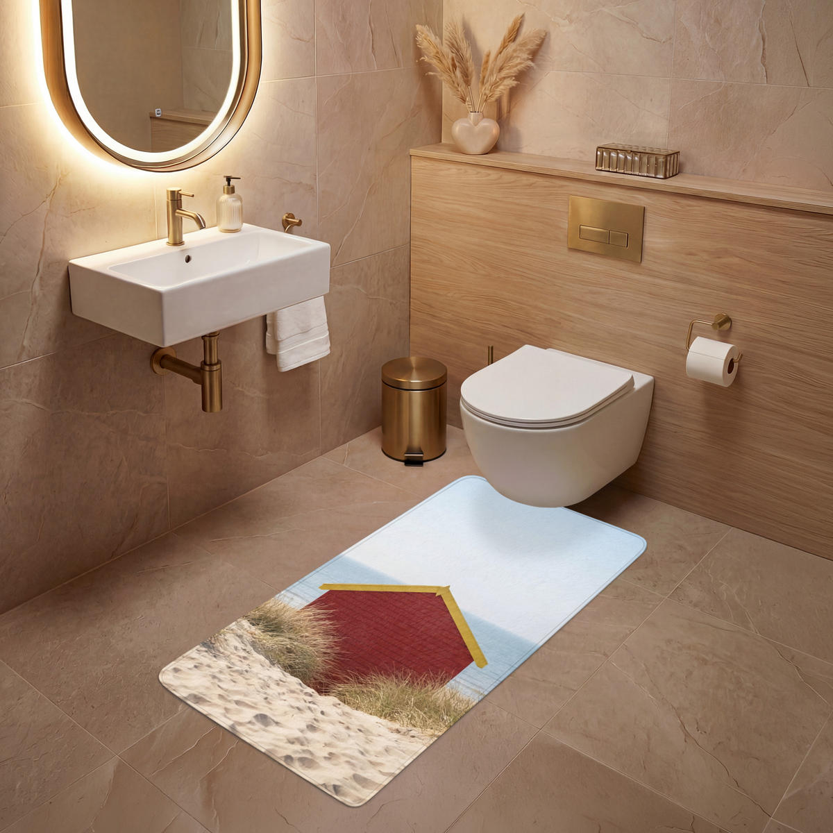 WC PŘEDLOŽKA Pláž - Chaty - Barevné - Duny 60x120 cm - různobarevná, textil/plast (60/1cm) - OnlyWow