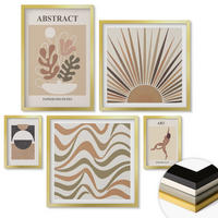 WANDBILDER 5er Set - 50x50 cm & 20x30 cm & 40x60 cm Goldrahmen - Matisse Boho abstrakte Muster - Goldfarben, Kunststoff (40/60cm) - ArtPrintCave