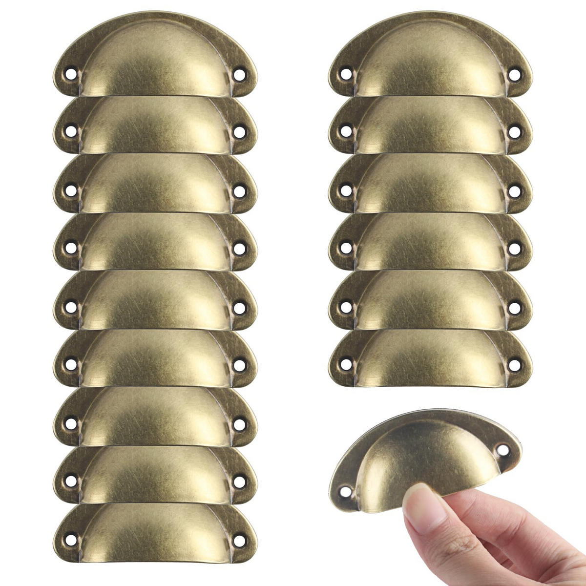 SCHRANKKNOPF 16er-Set - Goldfarben, Metall (3.5/3/0.81cm)