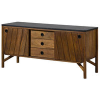 SIDEBOARD Mango 140x45x65 braun geölt / dunkler Granit LOS ANGELES #108 - Braun, Holz (140/65/45cm) - Massivmoebel24