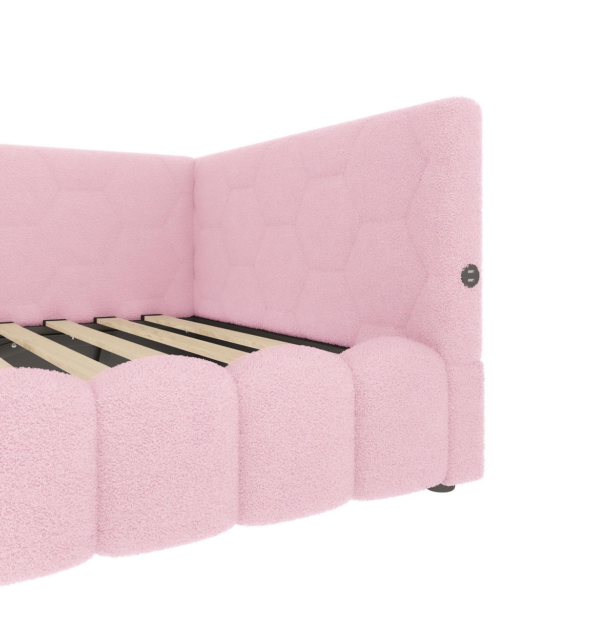 POLSTERBETT aus Vliesimitat 90x200 cm in Rosa mit LED & USB-/Typ-C-Anschluss - Rosa, Textil (90/200cm) - Modfu