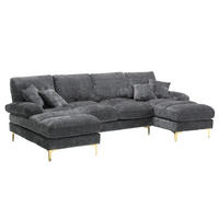 SOFA U-Form mit 2 Liegeflächen 272 x 136 cm Chenille Gray - Grau, Textil (136/88/272cm) - Meubliv