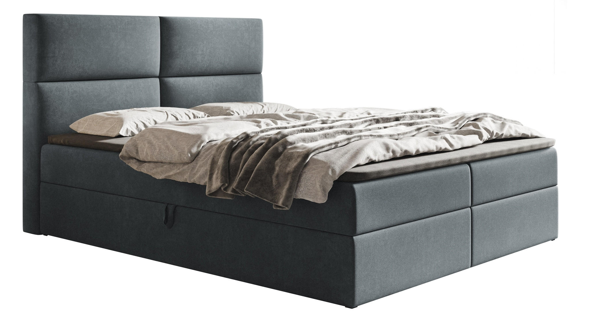 BOXSPRINGBETT mit Matratze 160x200 Coral, Samt, Bettkasten, Dunkelgrau - Dunkelgrau, Holz/Textil (160/200cm) - Emporius