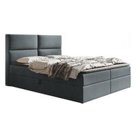 BOXSPRINGBETT mit Matratze 160x200 Coral, Samt, Bettkasten, Dunkelgrau - Dunkelgrau, Holz/Textil (160/200cm) - Emporius