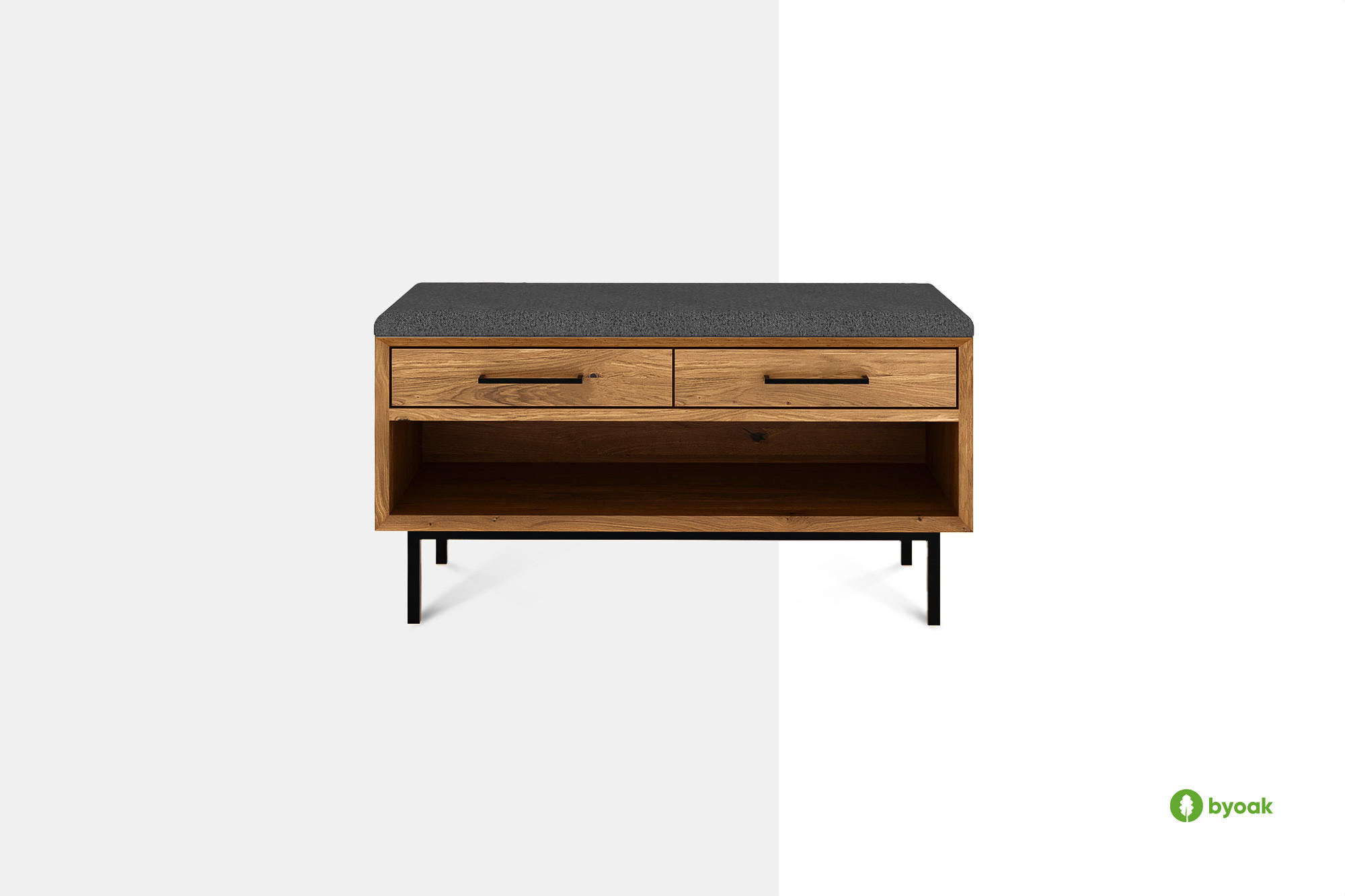 HALLENBANK LEON Wildeiche - Wildeiche, Holz (97/52/36cm) - byoak