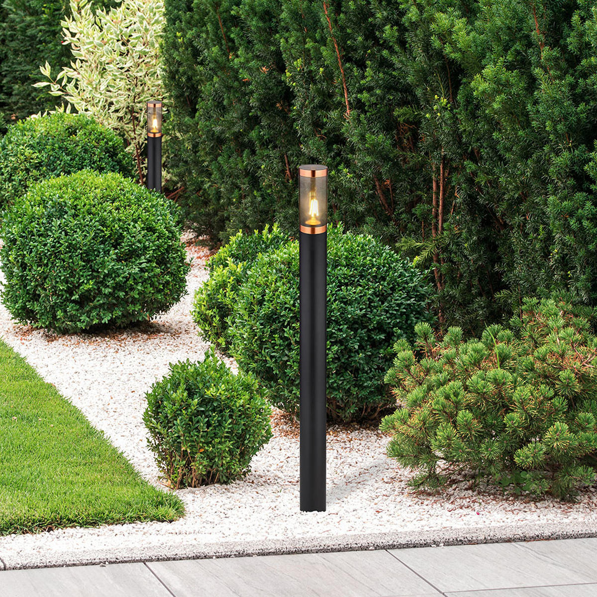 LED STEHLEUCHTE Edelstahl Schwarz 2er Set - Schwarz, Metall (12.7/12.7/110cm) - Globo Lighting