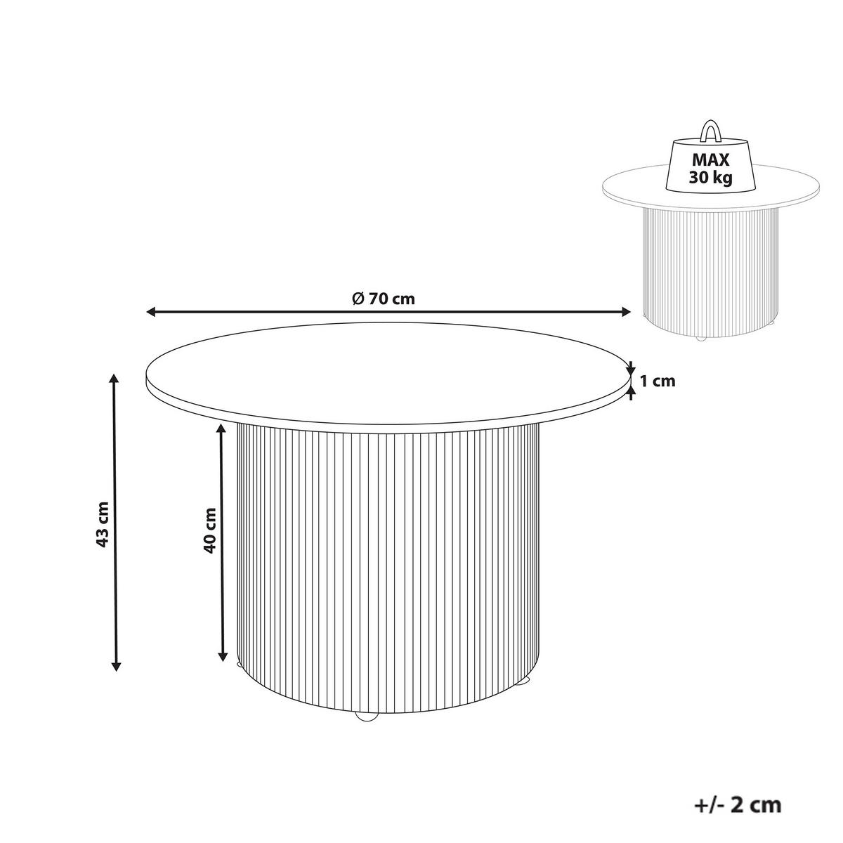 COUCHTISCH Beige Leona - Beige/Weiß, Stein (70/70/43cm) - Beliani