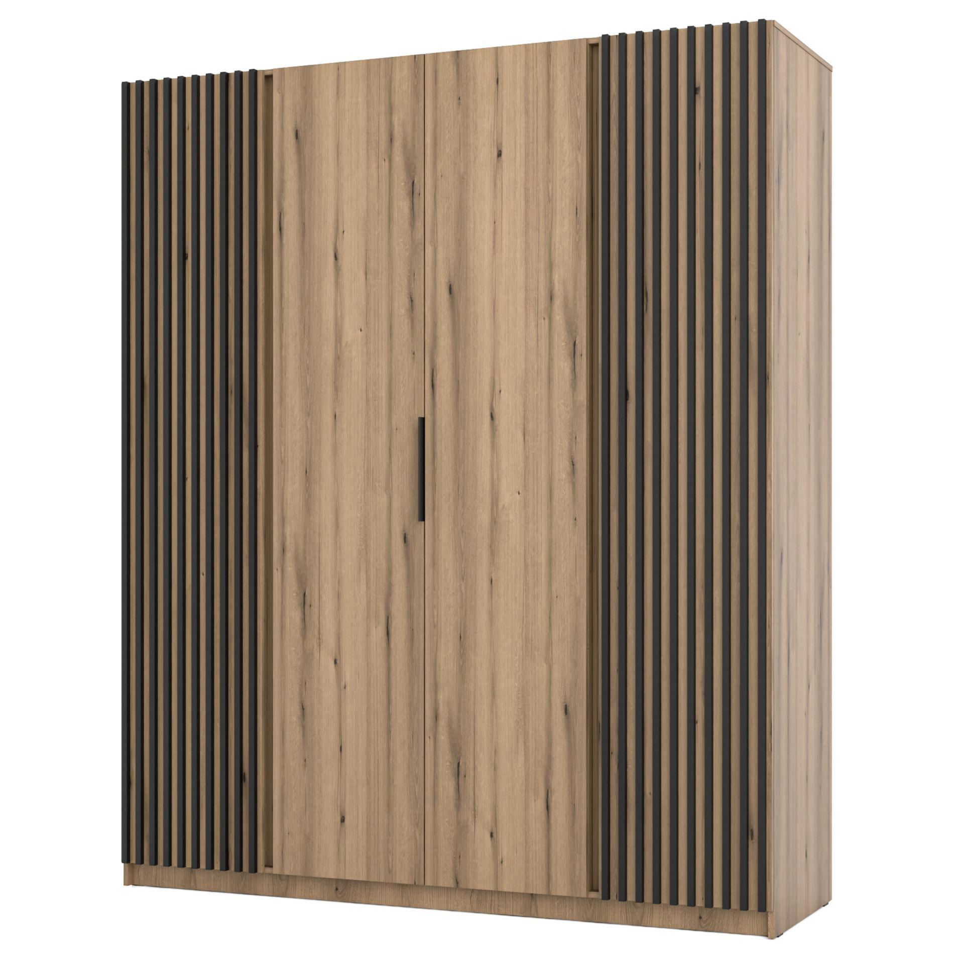 KLEIDERSCHRANK Kaja Eiche Evoke 200 cm - Eichefarben/Schwarz, Holzwerkstoff/Metall (200/239/61.9cm) - Selsey