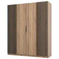 KLEIDERSCHRANK Kaja Eiche Evoke 200 cm - Eichefarben/Schwarz, Holzwerkstoff/Metall (200/239/61.9cm) - Selsey