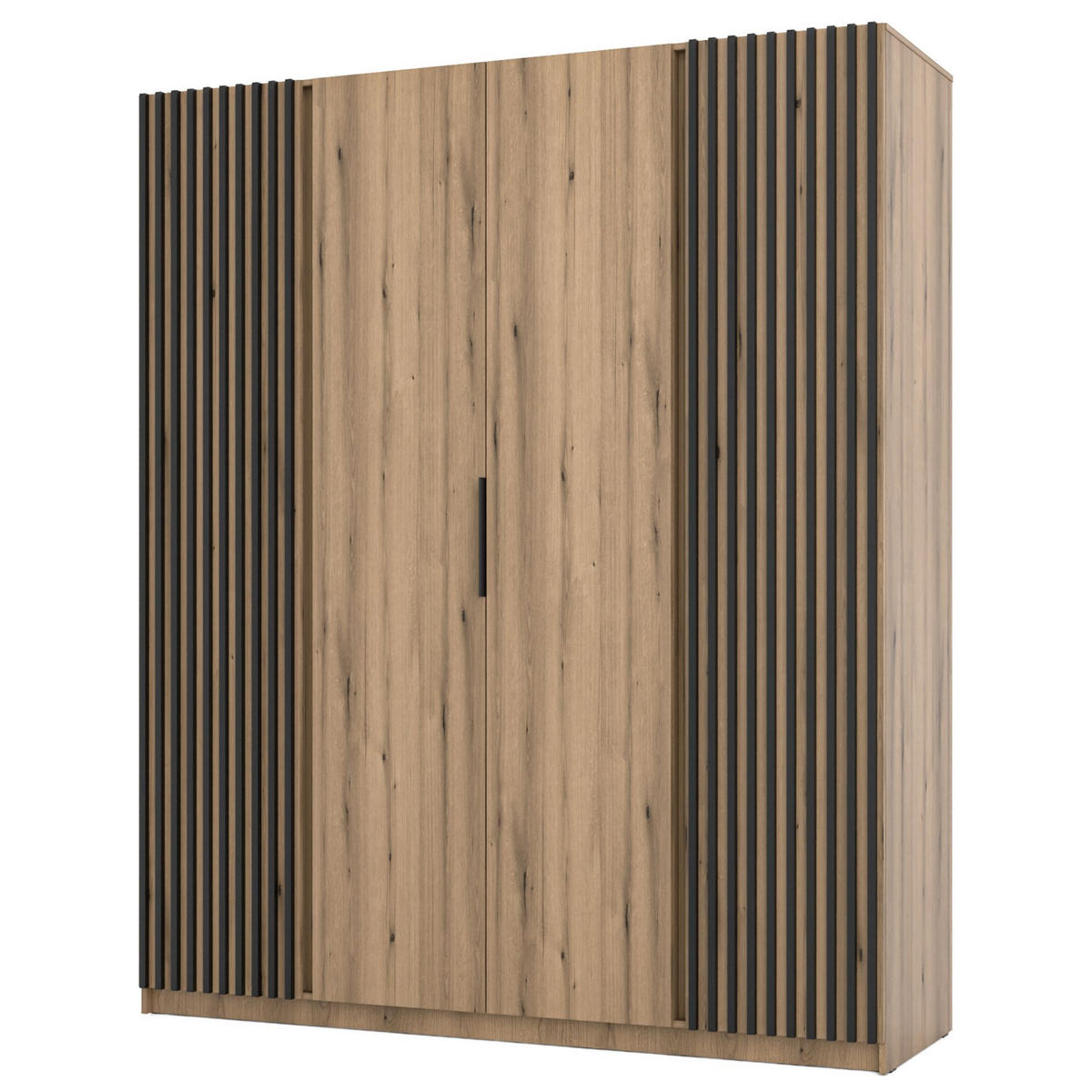 KLEIDERSCHRANK Kaja Eiche Evoke 200 cm - Eichefarben/Schwarz, Holzwerkstoff/Metall (200/239/61.9cm) - Selsey