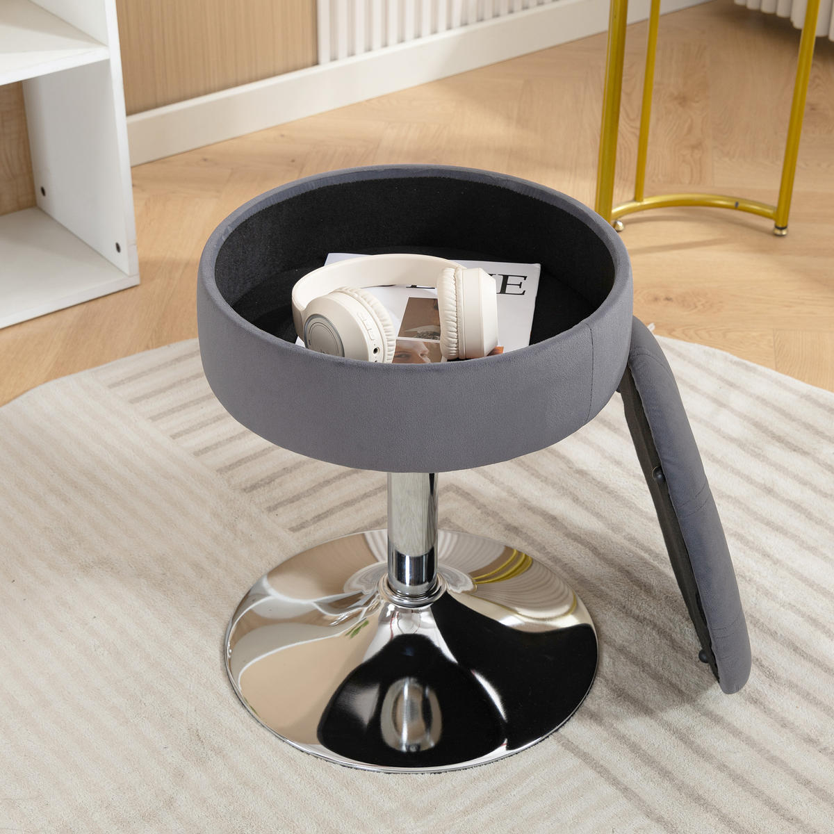 BARHOCKER DE-14802 höhenverstellbar mit Stauraum & 360° drehbar Grau - Grau, Metall (39/65/39cm) - ComfortXL