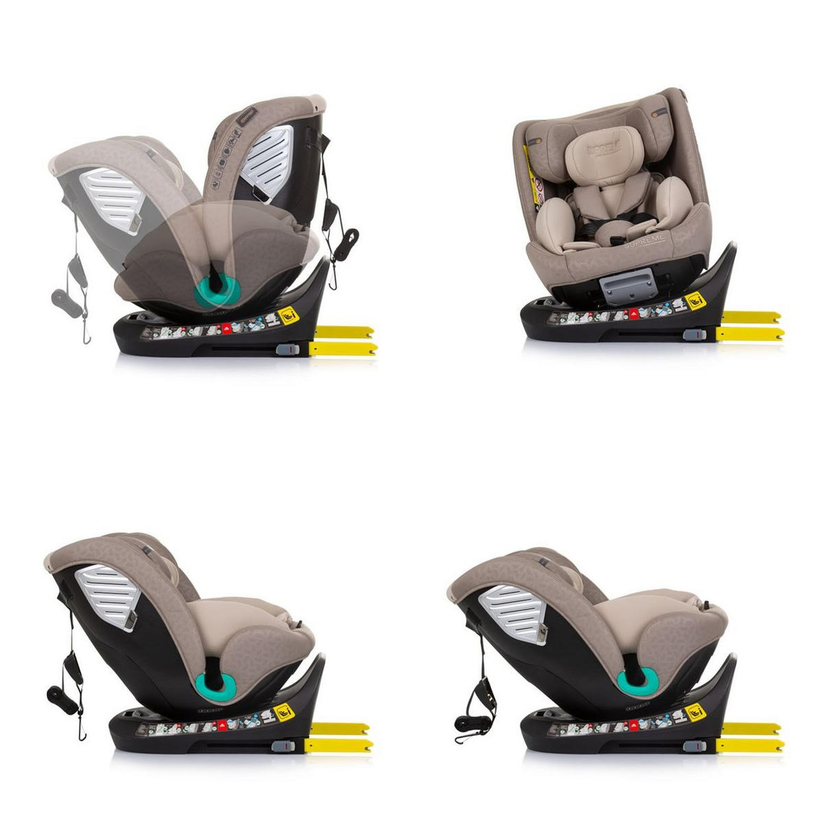 KINDERSITZ i-Size Supreme beige (40-150 cm) verstellbar 360° drehbar Isofix - Beige, Kunststoff (44/75/45cm) - Chipolino