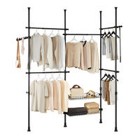 TELESKOP GARDEROBEN SYSTEM Schwarz - Schwarz, Kunststoff (305/270/3cm) - SoBuy