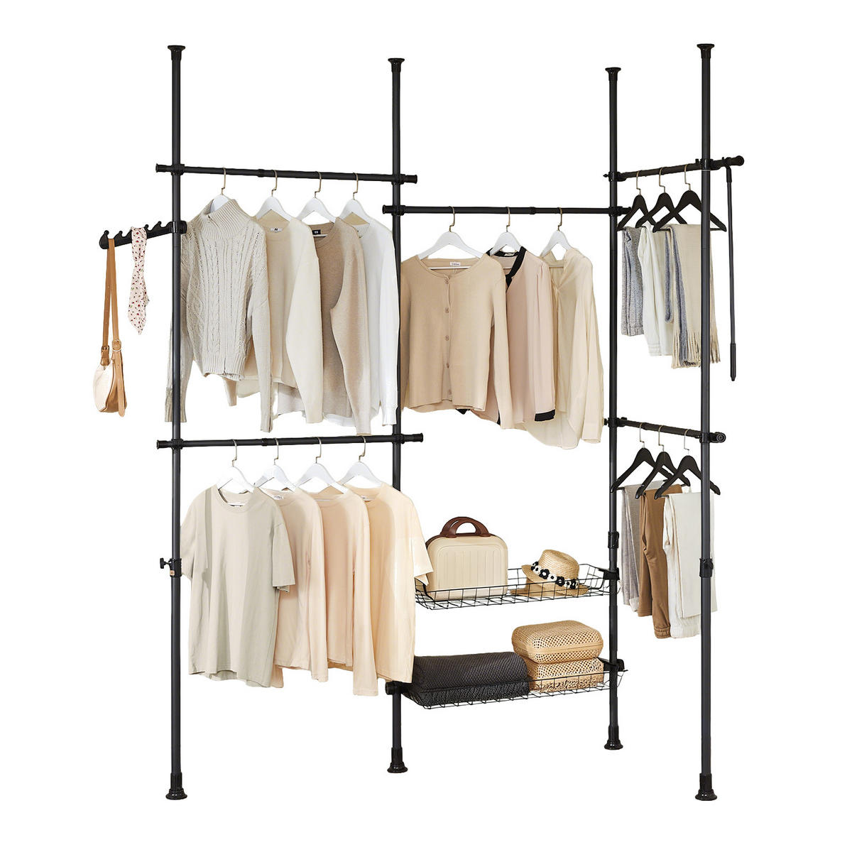 TELESKOP GARDEROBEN SYSTEM Schwarz - Schwarz, Kunststoff (305/270/3cm) - SoBuy