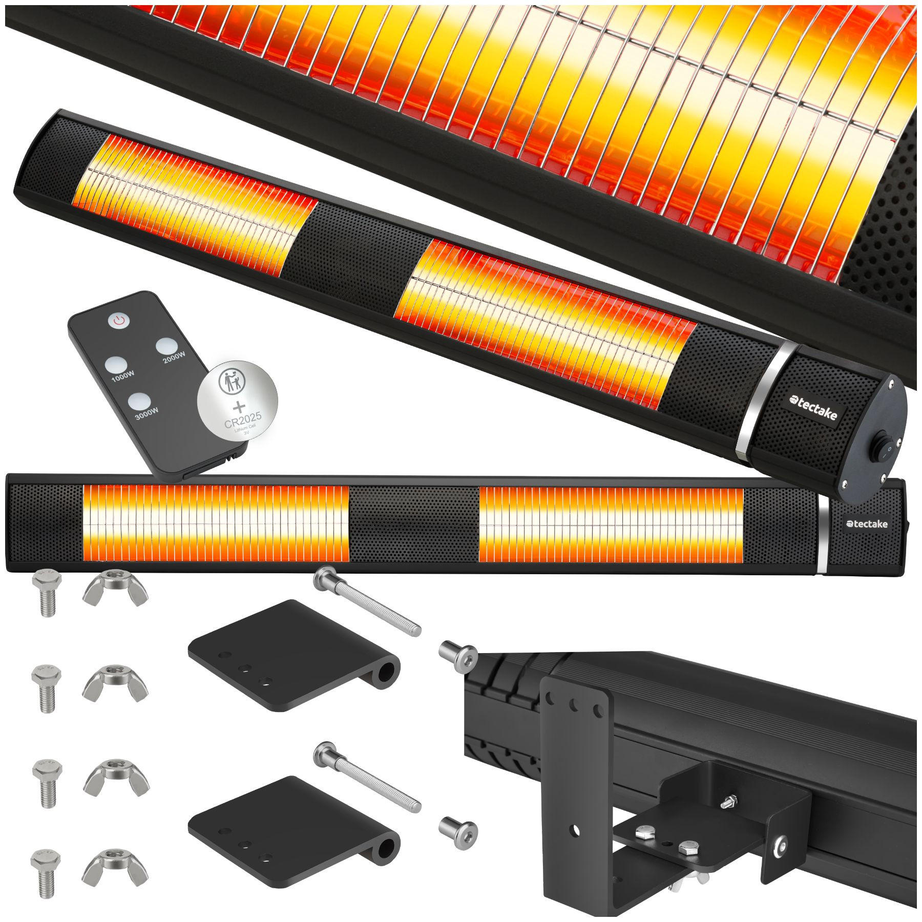 INFRAROTHEIZSTRAHLER Solaris Horizon,einfache Montage, 95 x 11 x 10,5 cm,schwarz - Schwarz, Metall (10.5/8/95cm) - tectake