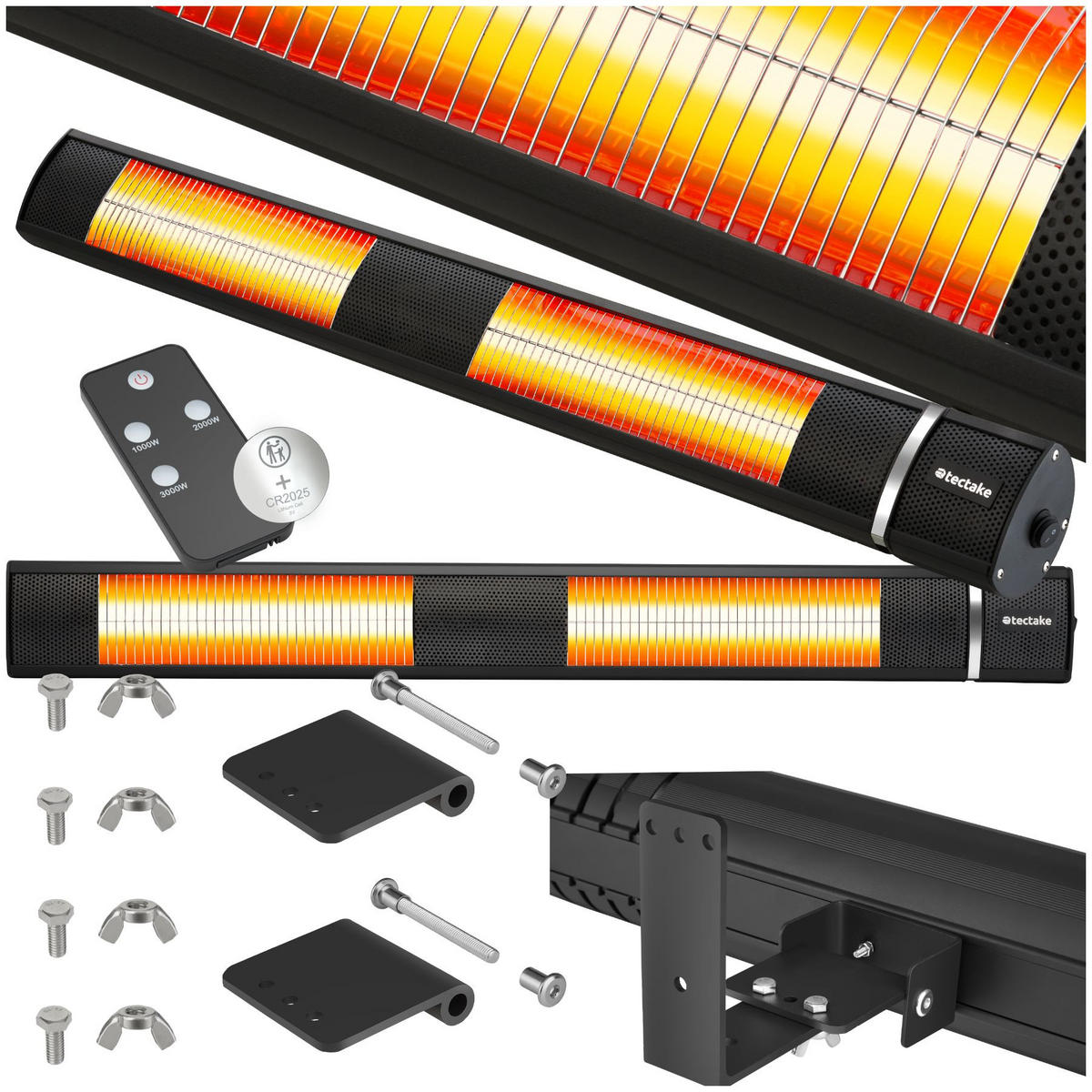 INFRAROTHEIZSTRAHLER Solaris Horizon,einfache Montage, 95 x 11 x 10,5 cm,schwarz - Schwarz, Metall (10.5/8/95cm) - tectake