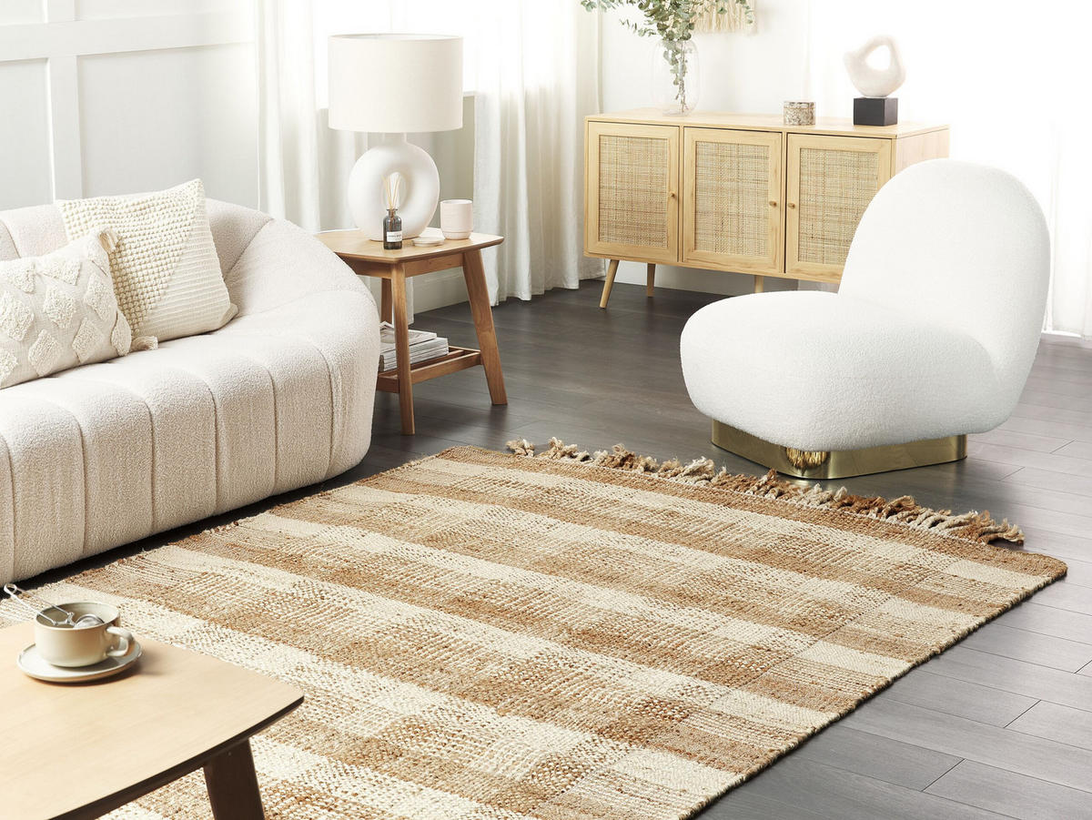 TEPPICH geflochten Berissa 230/160 cm - Beige, Naturmaterialien (160/230cm) - Beliani
