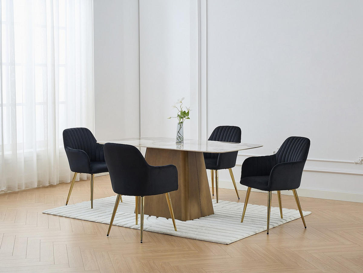 STUHL mit Armlehnen 2er-Set - Samt & goldfarbenes Metall - Schwarz - PEGA - Schwarz, Textil (62/78/58.5cm) - Pascal Morabito