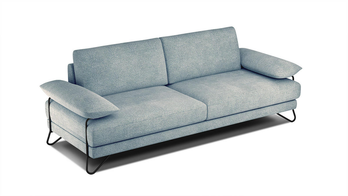 SOFA LORI 3-Sitzer, mintgrün - Schwarz/Mintgrün, Holzwerkstoff/Textil (245/87/96cm) - Courtois Laville