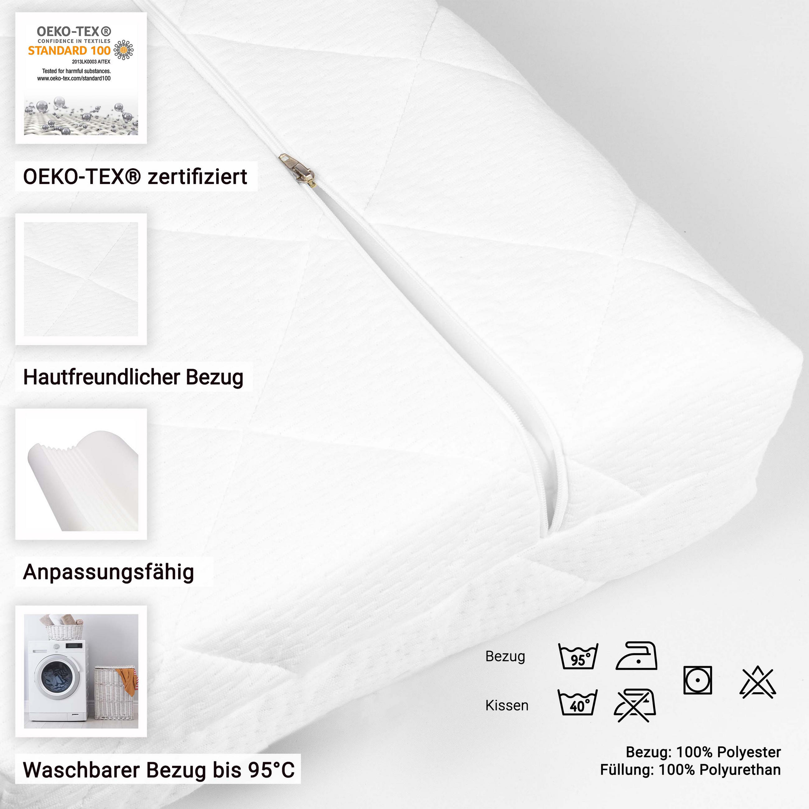KISSEN, 40x70 cm, Bezug: 100% Polyester, Füllung 100% Polyurethan, Weiß - Weiß, Textil (40/70cm) - Zollner