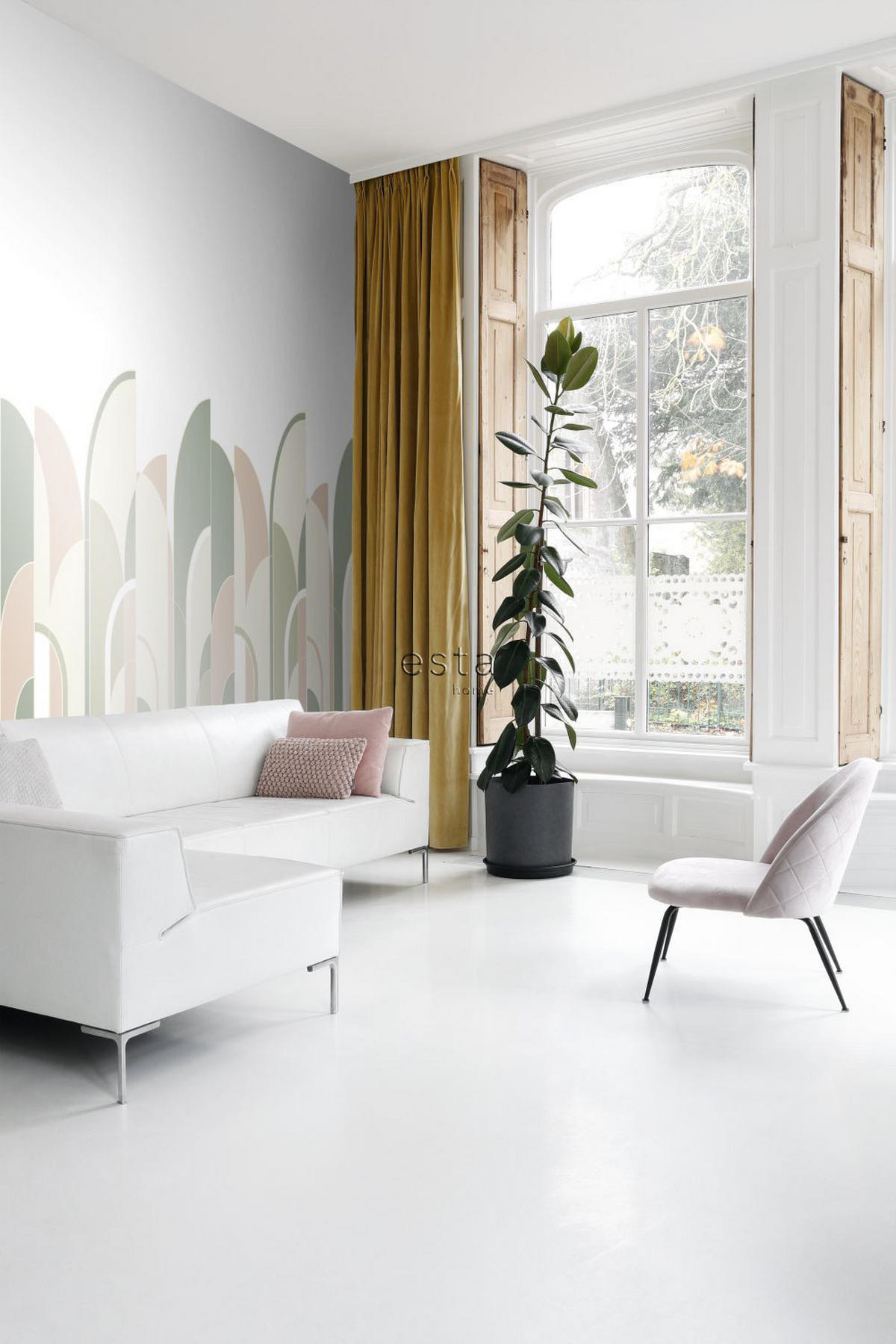 FOTOTAPETE Art Decó Muster 150 x 279 cm - Pink, Papier (150/279cm) - ESTAhome