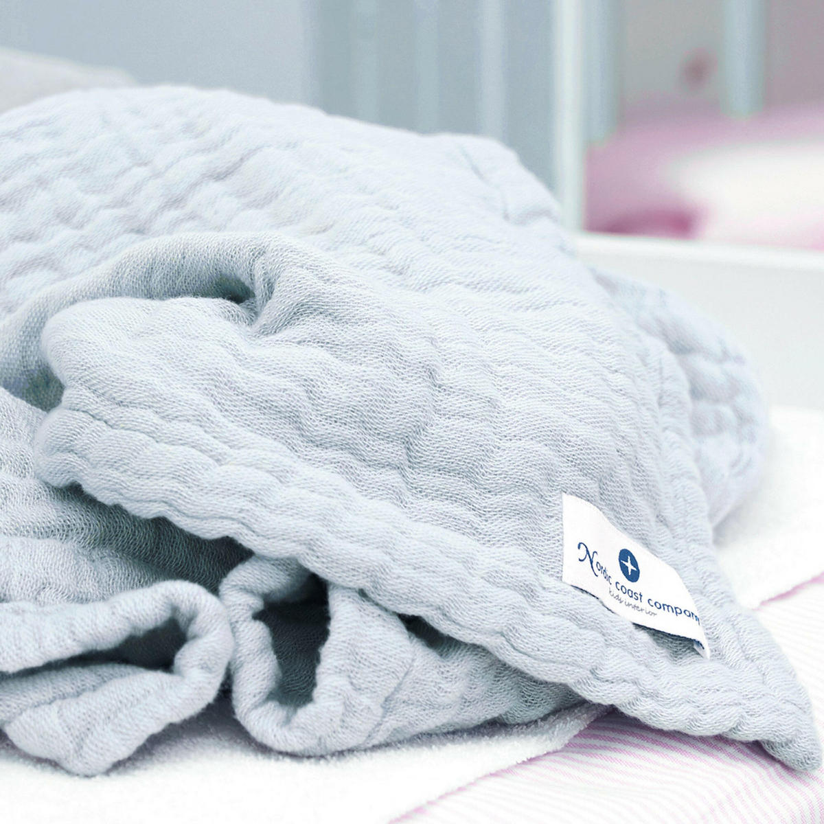 MUSSELINDECKE Blau Large - Blau, Textil (90/120cm) - nordic coast company