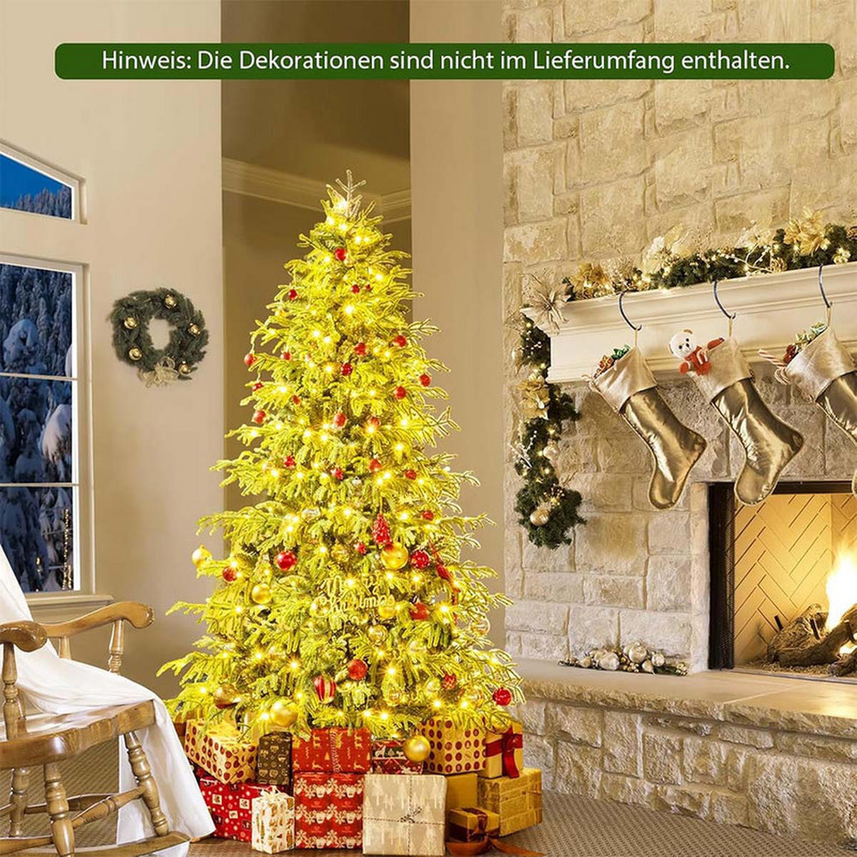 WEIHNACHTSBAUM mit 270 warmweißen LEDs 180cm Grün - Grün, Metall (180cm) - COSTWAY