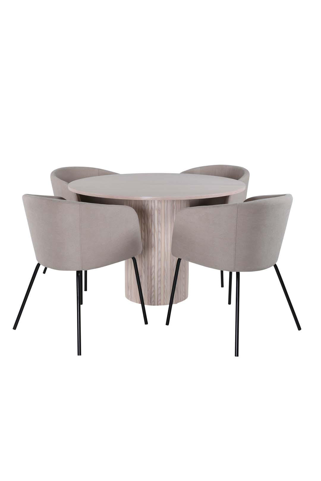 TISCHGRUPPE Whitewash - Weiß, Holzwerkstoff (110/75/110cm) - ebuy24