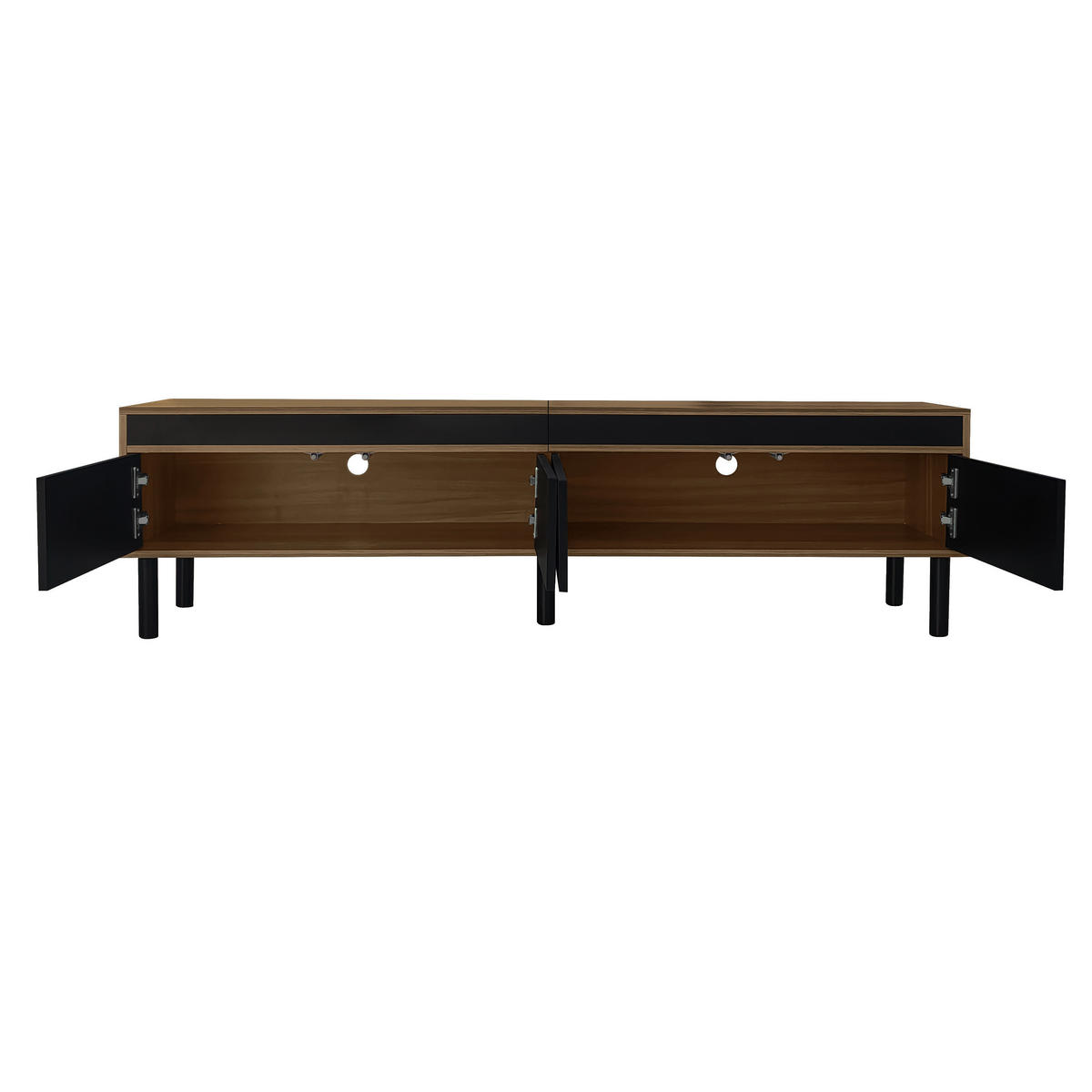 TV-SCHRANK 170/38/47 cm Schwarz/Naturholz mit 4 Türen Push-to-Open - Schwarz, Holz/Holzwerkstoff (170/47/38cm) - Oxeza