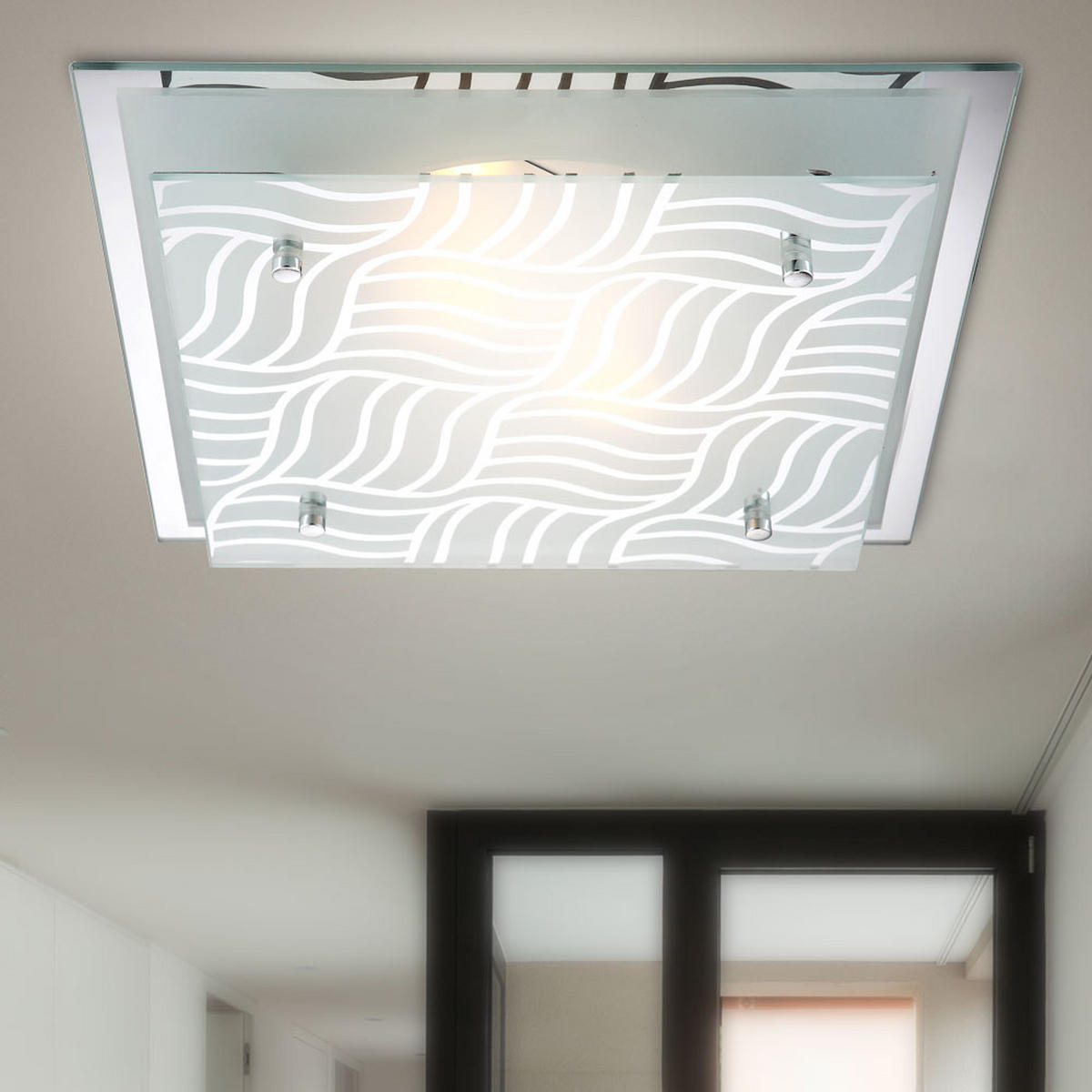 LED DECKENLEUCHTE Metall Chrom Silber - Silberfarben, Glas (35.5/35.5/8.5cm) - Globo Lighting