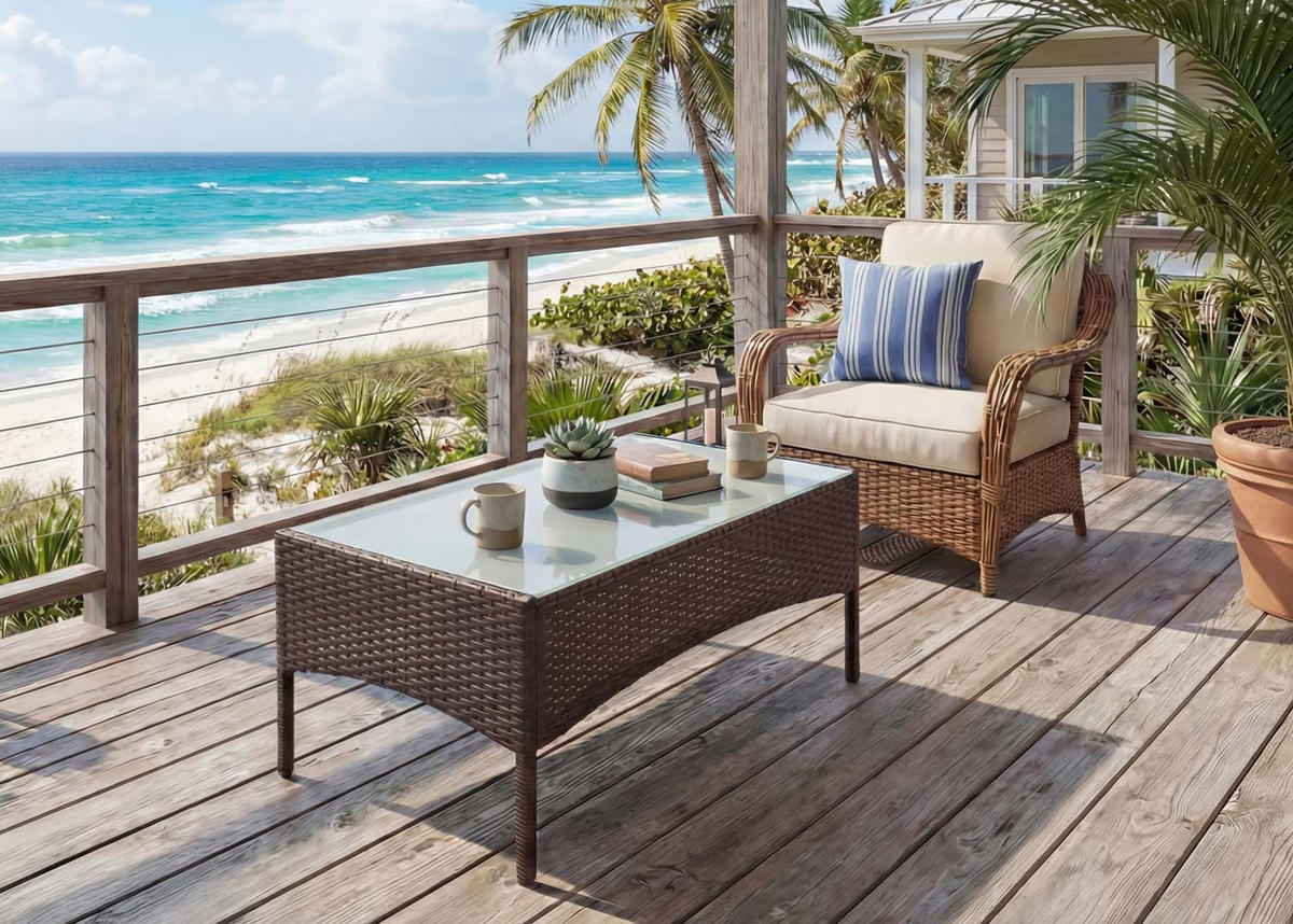 POLY-RATTAN GARTENTISCH rechteck Braun - Braun, Kunststoff (48/79/38cm) - MCW