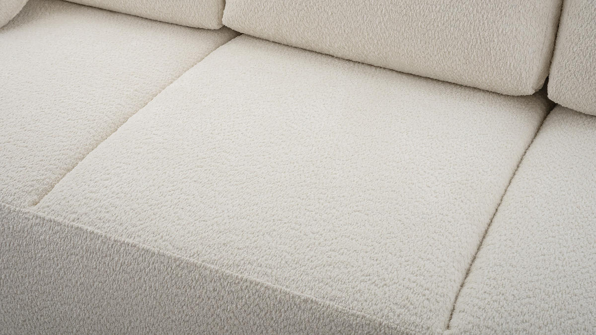 SOFA VELOS Schlaffunktion Bouclé - Hellgrau/Schwarz, Kunststoff/Textil (248/94/110cm) - Luxkor24